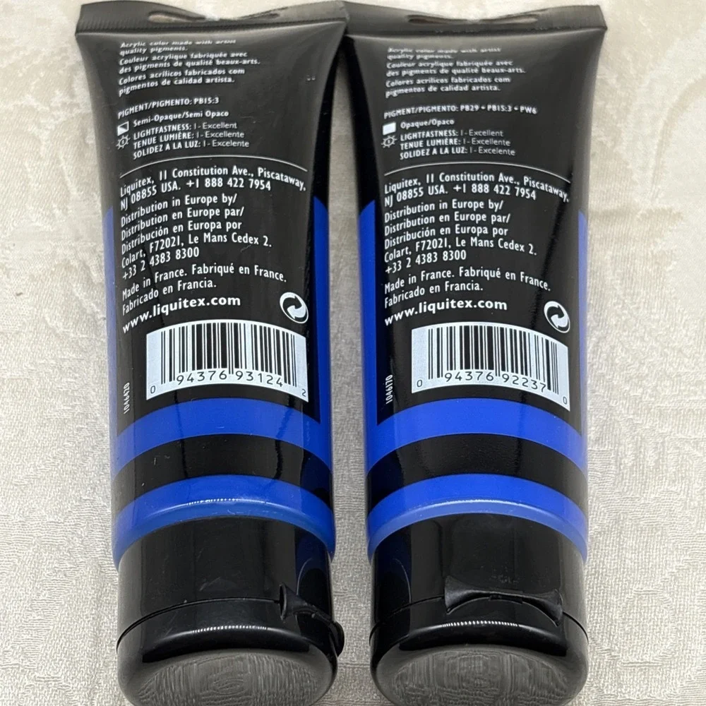 Liquitex Basics Acrylic Paint 118ml Cobalt Blue And Primary Blue Lot